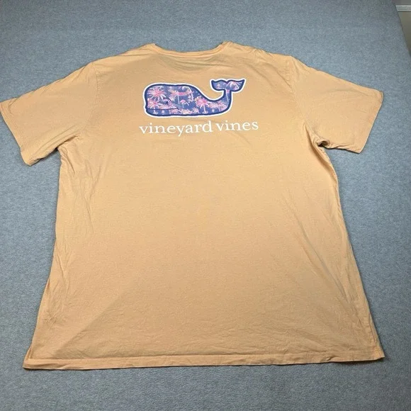 Vineyard Vines Orange Whale Pocket Tee 100% Cotton XXL Made in Peru - Picture 4 of 6